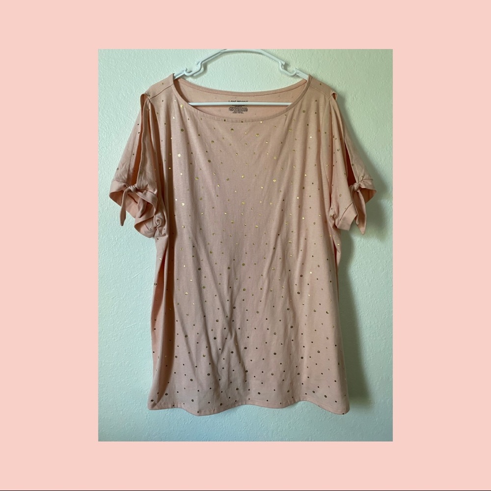 Lane Bryant- peach color w/gold dots shirt 18/20 NEW